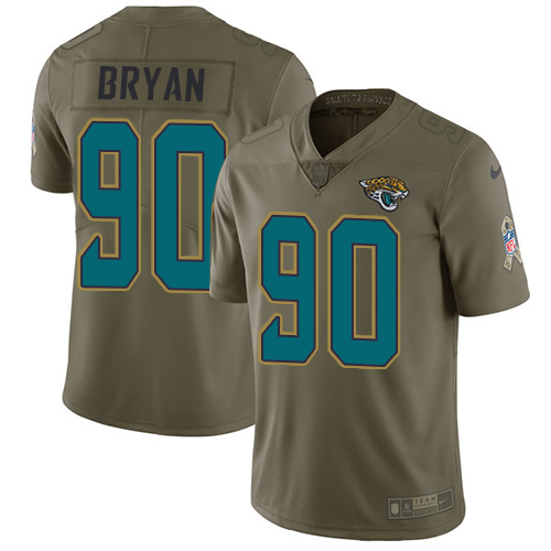 Jacksonville Jaguars #90 Taven Bryan Olive Youth Stitched NFL Limited 2017 Salute to Service Jersey